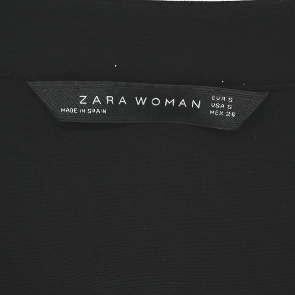 ZARA Shirt Dress Size S Black VNeck Whimsical Preppy Relaxed‎ Roll Tab Sleeve - Picture 8 of 13